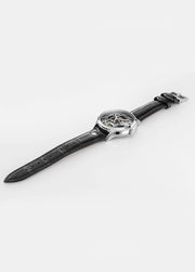 Roamer 101984 41 85 05  Competence Skeleton IV 43mm Silver Skeleton Dial Black Leather Strap Men's Watch